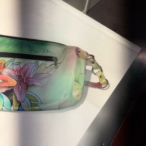 Anuschka Green Multi Floral Hand-Painted Crossbody